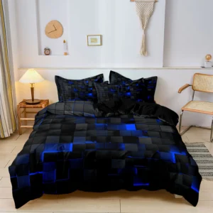 Conjunto de Cama Luxuoso com Estampa Geométrica - 3 Peças
