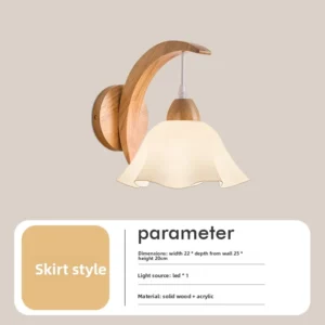 Luminária de Parede Japonesa de Madeira com Flor de Acrílico - Quarto Infantil - Modelo I