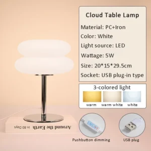 Luminária de Mesa LED Macaron com Dimerização e Luz Noturna Suave