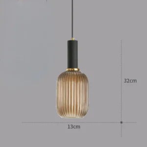 Luminária Pendente Vintage de Vidro Colorido para Sala e Jantar - Suporte preto dourado
