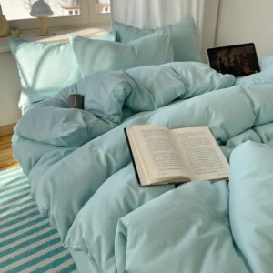 Conjunto de Roupa de Cama 4 Peças 100% Algodão - Solteiro, Casal, Queen e King - Cinza Azul, Tamanho Twin 4 peças