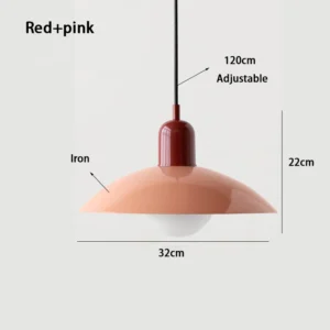 Lustre Pendente Art Deco Moderno para Sala de Jantar e Estudo - red and pink
