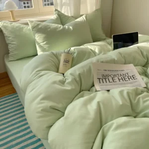 Conjunto de Roupa de Cama 4 Peças 100% Algodão - Solteiro, Casal, Queen e King - VERDE CLARO, Tamanho Twin 4 peças