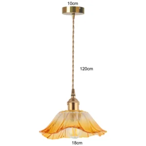 Lustre Pendente de Vidro Floral com Base de Cobre - Iluminação Moderna