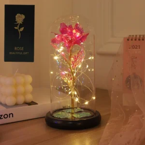 Rose LED Galáxia Encantada com Luzes de Fada - Presente Romântico - ROSA