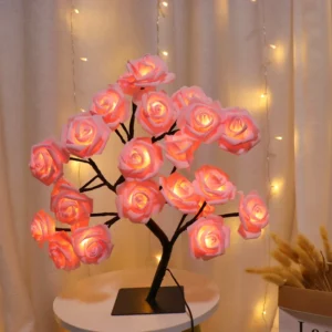 Candeeiro de Mesa LED Rosa para Decoração Noturna - Luz USB - Luz branca rosa