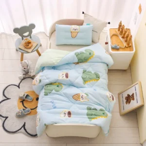 Colcha Infantil Lavável de Algodão para Todas as Estações - Colcha Primavera e Outono 120x150cm 25kg, Dragão de Leite Azul