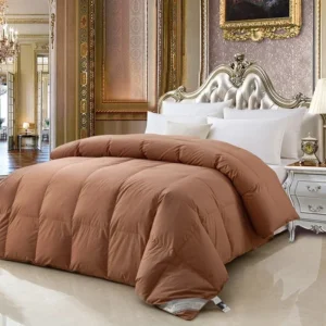 Colcha de Algodão Acolchoada com Penas de Ganso - Inverno - 220x240cm 4.5kg, MARROM