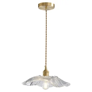 Lustre Pendente de Vidro Floral com Base de Cobre - Iluminação Moderna