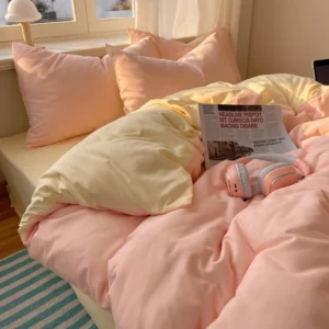 Conjunto de Roupa de Cama 4 Peças 100% Algodão - Solteiro, Casal, Queen e King - Rosa Cremoso, Tamanho Twin 4 peças