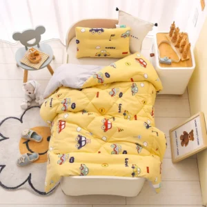 Colcha Infantil Lavável de Algodão para Todas as Estações - Colcha Primavera e Outono 150x200cm 45 libras, Urso Urso Auto Amarelo