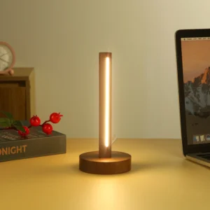 Luminária de Mesa LED em Madeira Natural com Alimentação USB - Abajur Minimalista