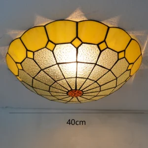 Lustre Tiffany Azul Mediterrâneo para Teto - Decoração Retro