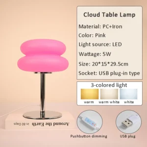 Luminária de Mesa LED Macaron com Dimerização e Luz Noturna Suave