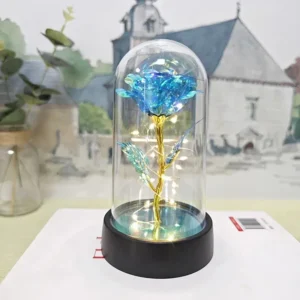 Rosa LED Decorativa - Luz Noturna Realista para Decoração e Presentes - Luz Azul Quente