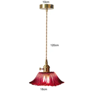 Lustre Pendente de Vidro Floral com Base de Cobre - Iluminação Moderna