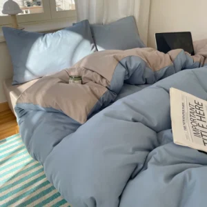 Conjunto de Roupa de Cama 4 Peças 100% Algodão - Solteiro, Casal, Queen e King - Cinza Azul-Castanho, Tamanho Queen 4 peças