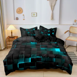 Conjunto de Cama Luxuoso com Estampa Geométrica - 3 Peças
