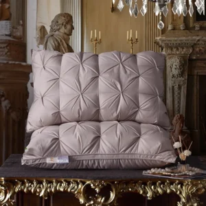 Travesseiro Ortopédico 100% Algodão com Penas de Ganso - Conforto e Saúde - CINZA, 48x74cm