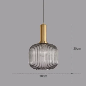 Luminária Pendente Vintage de Vidro Colorido para Sala e Jantar - Tipo B Cinza