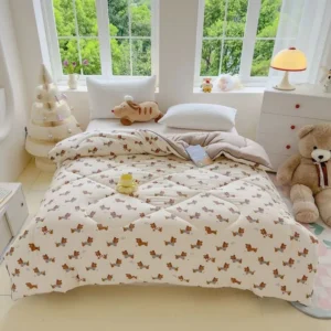 Manta de Algodão Lavado Dupla Camada para Todas as Estações - Colcha de primavera e outono de 200 * 230 cm 5 libras, Cachorrinho Feliz [Qualidade inspecionada e lavável]