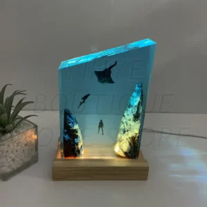 Luminária Decorativa Marinha em Resina - Manta Ray & Diver