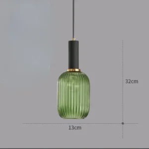 Luminária Pendente Vintage de Vidro Colorido para Sala e Jantar - Suporte preto GreenA