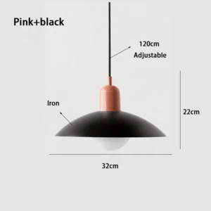 Lustre Pendente Art Deco Moderno para Sala de Jantar e Estudo - pink and black