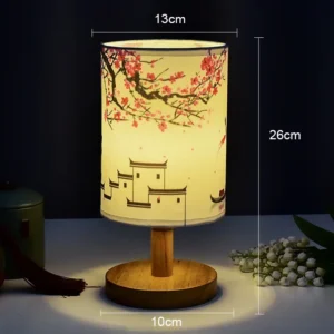 Abajur Decorativo Quadrado Estilo Chinês com Luz LED Regulável - Plug USB