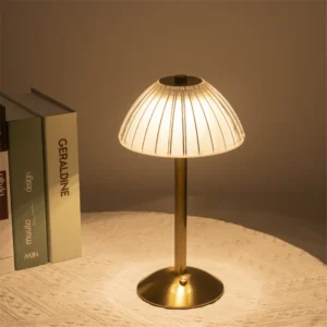 Abajur Decorativo Retro Recarregável LED Ouro para Mesa e Quarto