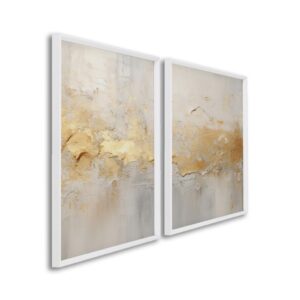 Quadro Decorativo 2 Telas Arte Abstratas Para Sala Quarto Escritorio - Branco com vidro 60x90