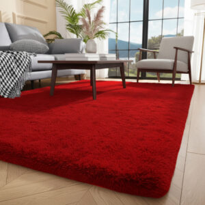 Tapete Peludo Shaggy Luxo Macio Fofinho Pelagem Alta 1,00x1,50 - VERMELHO