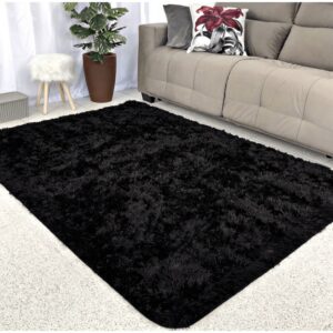 Tapete para Sala 1,40x1,00 Felpudo Shaggy Peludo Promoção - Preto