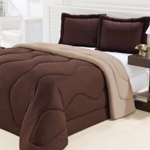 Edredom Queen Dupla Face Malha Gel 3 Peças - Marrom com Avelã