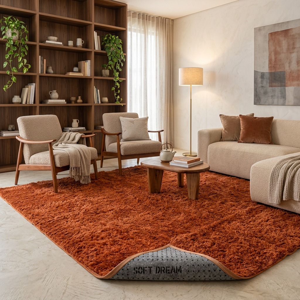 Tapete Decorativo Grande 3,00x2,00 Peludo Sala de Estar Macio Confortável Luxo