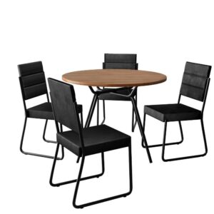 Conjunto Sala de Jantar 4 Cadeiras San Francisco Carraro Preto