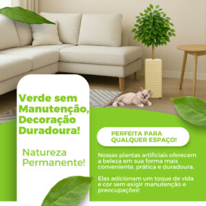 Planta Artificial + Vaso Decorativo Enfeite Casa e Decoração Sala Quarto Escritório