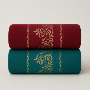 Kit 2 Toalhas de Banho Premium Gigante 100% Algodão – Felpudas, Macias e Super Absorventes - Kit 2Toalhas-Bordô&Verde