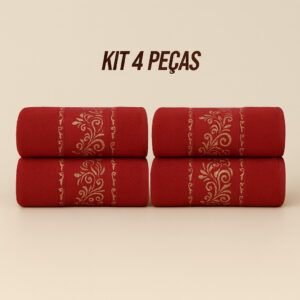 Kit4 Toalhas de Banho Banhão Gigante 100% Algodão – Super Macias, Alta Absorção e Qualidade Premium - KIt 4 Toalhas - Bordo