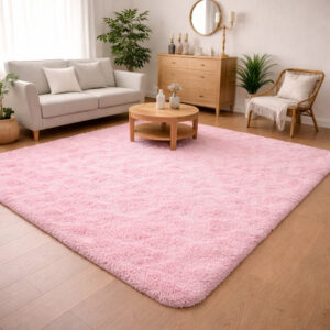 Tapete Grande Luxo Felpudo De Sala Decoração Casa Quarto Fofo Grande Várias Cores - ROSA BEBÊ 2mX2,40m
