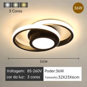 Luminária Plafon Moderno Dourado LED, Para Sala, Quarto, Hall de Entrada, Sala de Estar Bivolt 85-265V - HH250912(32x23x6CM)