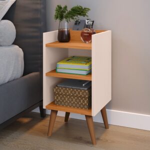 Mesa de Cabeceira Nicho Organizador, Pés Retrô em PVC e Porta-Celular Max Nicho Varias Cores - OFF WHITE CINAMOMO