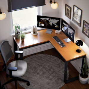 Escrivaninha de Canto Berlim em L MDF MDP Preto Cinamomo Mesa Home Office Escritório Moderna - Cinamomo