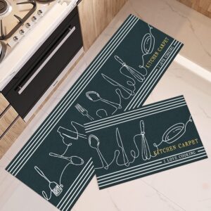 Kit Tapete Jogo Passadeira Cozinha Belga Antiderrapante 2 Pç Promoção - Talheres Branco