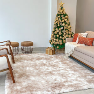 Tapete Decorativo Grande 3,00x2,00 Peludo Sala de Estar Macio Confortável Luxo - Bege Mesclado