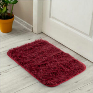 Tapete Peludo para Porta Felpudo Bege Mesclado 40cm x 60cm Antiderrapante Shaggy - Várias Cores - Felpudo Bordo