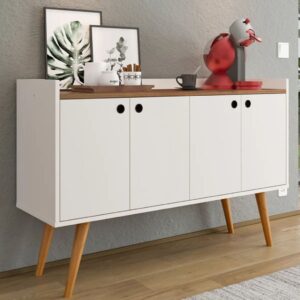 Aparador Buffet Retrô 4 Portas Cantinho do Café / Sala de Estar Organizador de Cozinha Balcão Dallas - Off Freijó