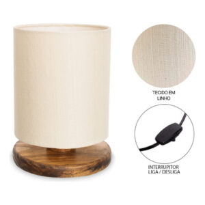 Jogo 2 Abajur Luminárias Para Quarto Casal Cabeceira De Cama Linho Natural Sala Escritório Iluminação Decoração Casa