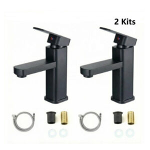 Torneira Quadrada Preta Quente E Fria Torneira De Banheiro Torneira Para Cozinha Pia Furo Único - 2 Kits-so frio (SLT-18)
