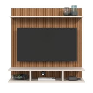 Suporte Painel Tv Quarto Sala Painel Prateleira Até 32 Polegadas Star - Cores - ONIX - RIPADO / OFF WHITE